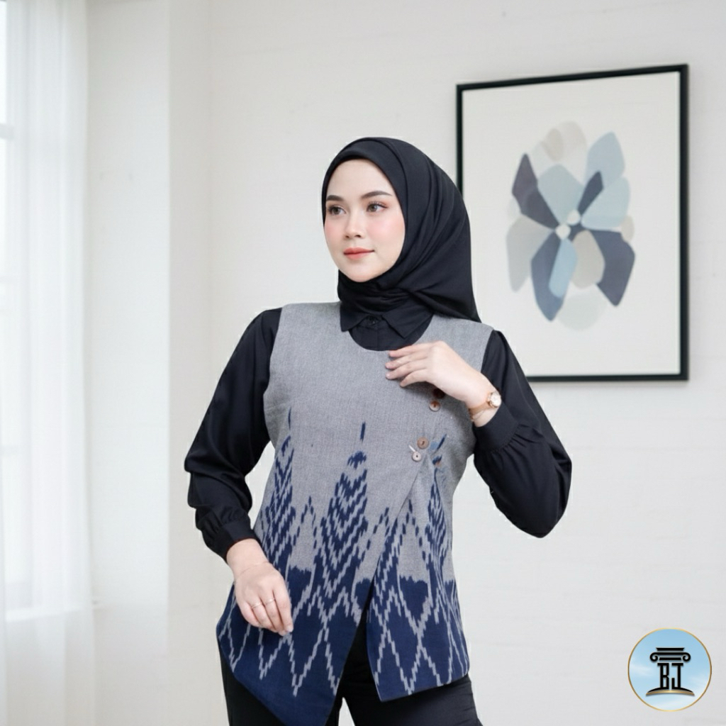 Ready Vest Tenun/Vest Tenun Kartini/Vest Tenun Etnik/Vest Rompi Tenun/Vest Kerja/Rompi Tenun Wanita