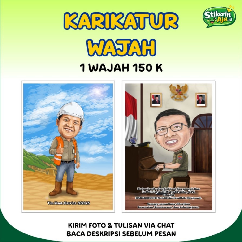 Karikatur Wajah Digital - Kado Karikatur Wajah - Lukisan Wajah