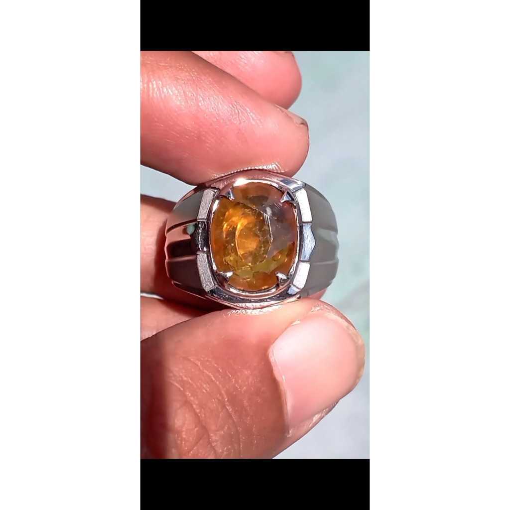 Yellow Safir Tanzania Super Kristal Ring Stainlis
