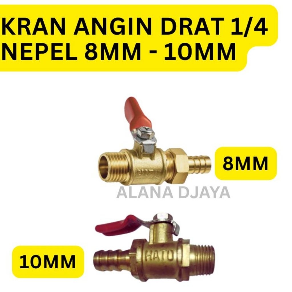Kran Angin HATO 1/4" Nepel Selang 8mm 10mm