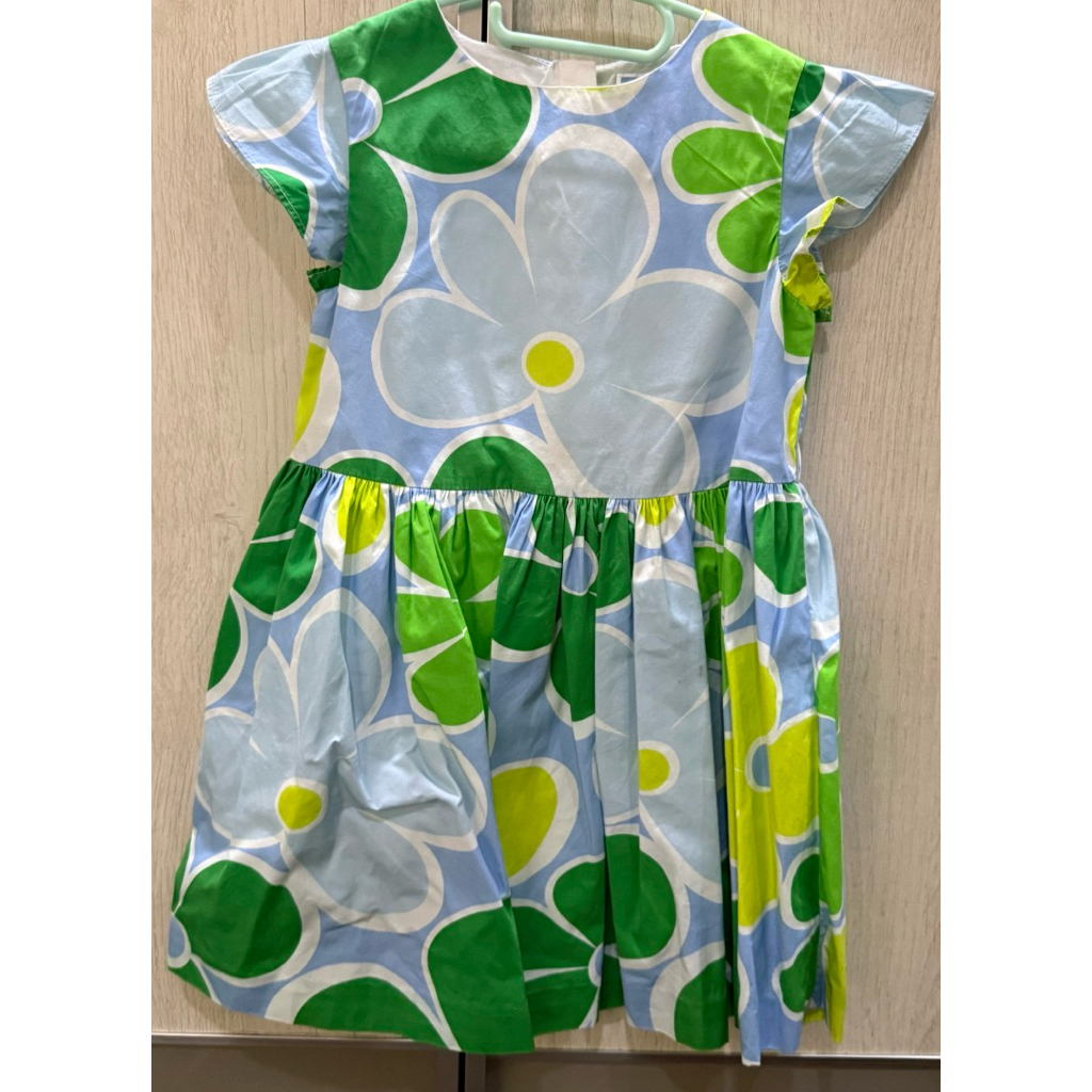 jacadi dress flower blue green