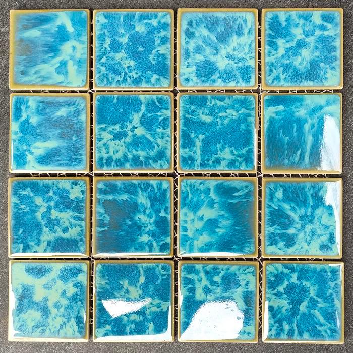Keramik Mozaik Lantai Dinding Kolam Renang Terlari Warna Hijau Merk Kuda Laut Mass Type TSQ 331 Grad