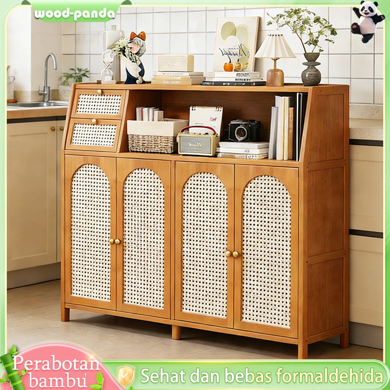 Lemari Dapur Lemari Dapur Bambu Kabinet Dapur Lemari Dapur Minimalis Lemari Makan Bambu 1/2/3Pintu