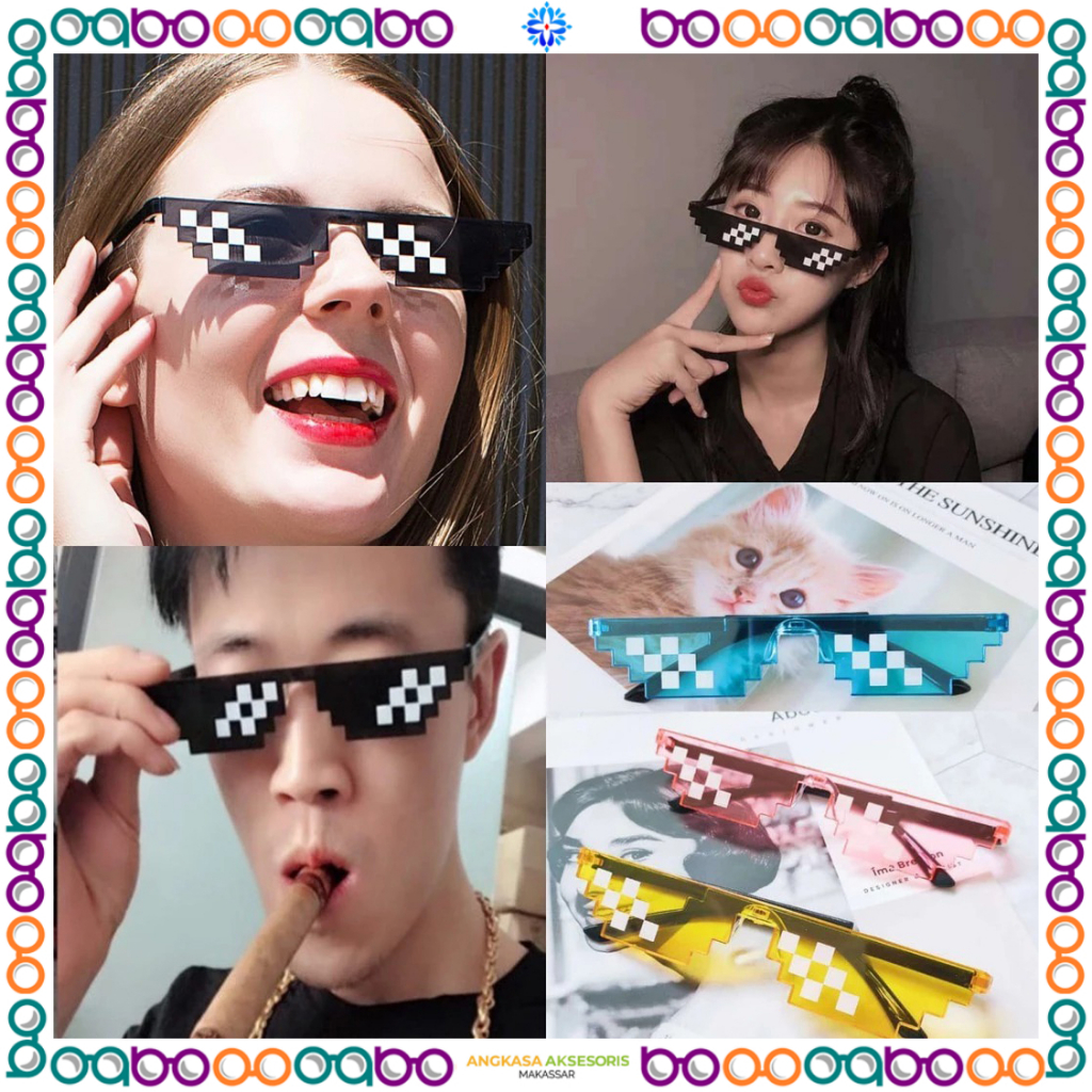 A22 Kacamata Thug Life Sunglasses Warna Pria Wanita Kotak Bulat Gaya Fashion Korea Viral Trendy Keki