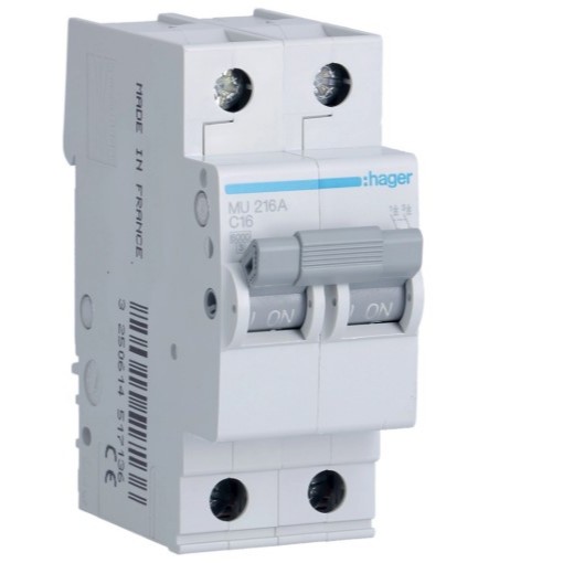 Hager MCB 2 Pole 4.5kA MU