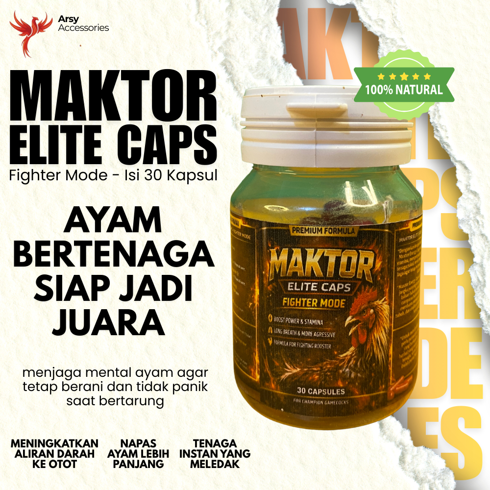 MAXTOR Elite Caps Vitamin Ayam Aduan Bangkok Multivitamin Penambah Stamina Laga Isi 30
