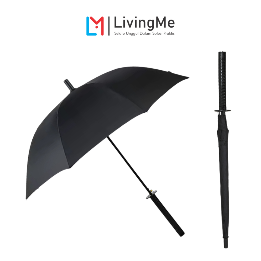 [LivingMe] Payung Katana Panjang 8 Jari Model Samurai Semi Otomatis Anti Sinar UV Gagang Baja Kokoh