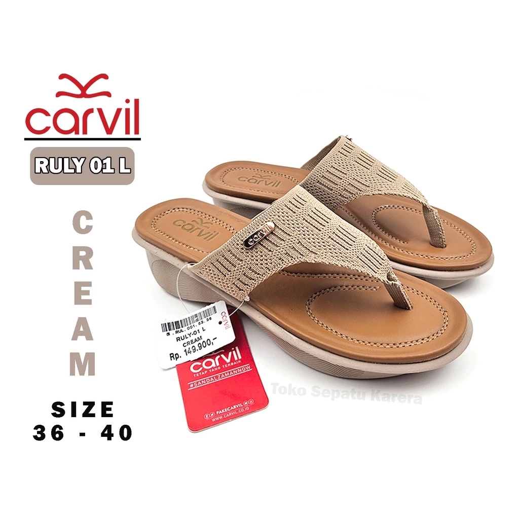 Carvil Laluna-01 L | Ruly-01 L Sandal Wanita Casual Sendal Wedges Jepit Kasual 100% Original