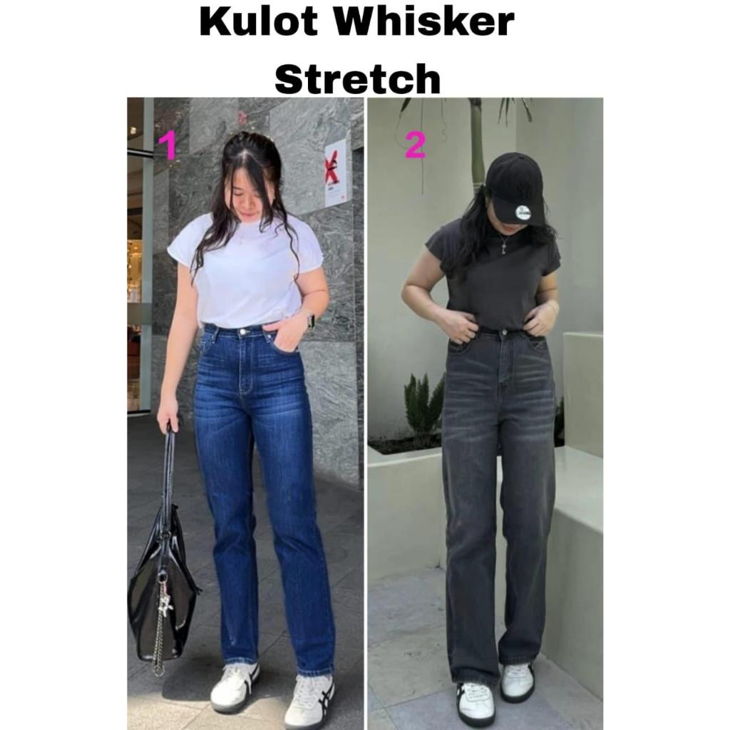 Celana Panjang Kulot Wanita Vivo V2 Jeans 65369 Hitam Whisker Stretch Reguler