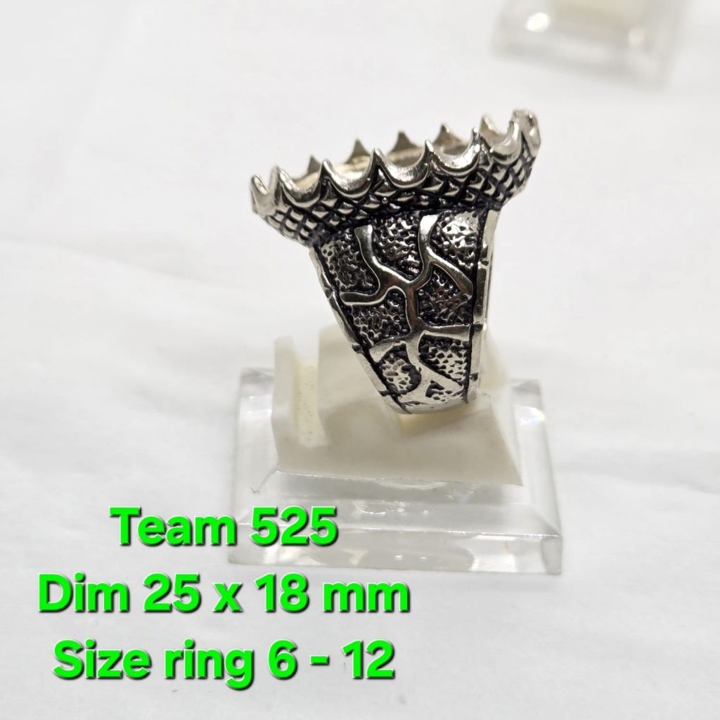 Ring emban kwanjing cirebonan dim 25x18 cakar motif / emban pirus alpaka super 525 eceran