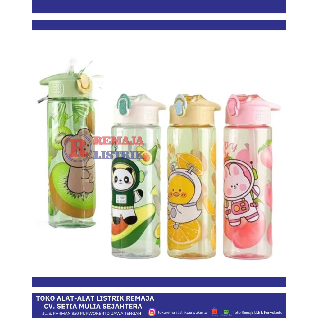 Botol Minum Karakter Anak Bear Bening 750ml