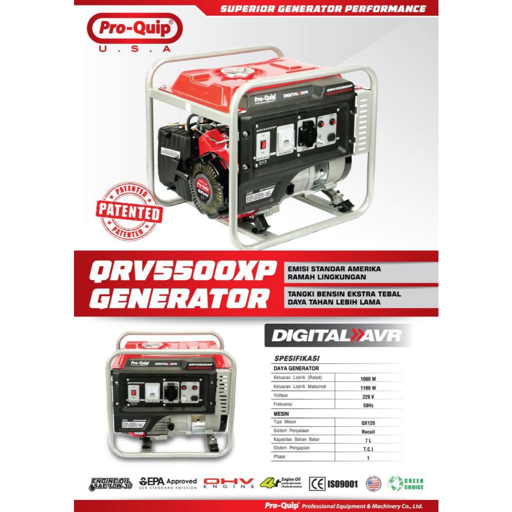 Genset Proquip 1200 Watt QRV 5500 XP