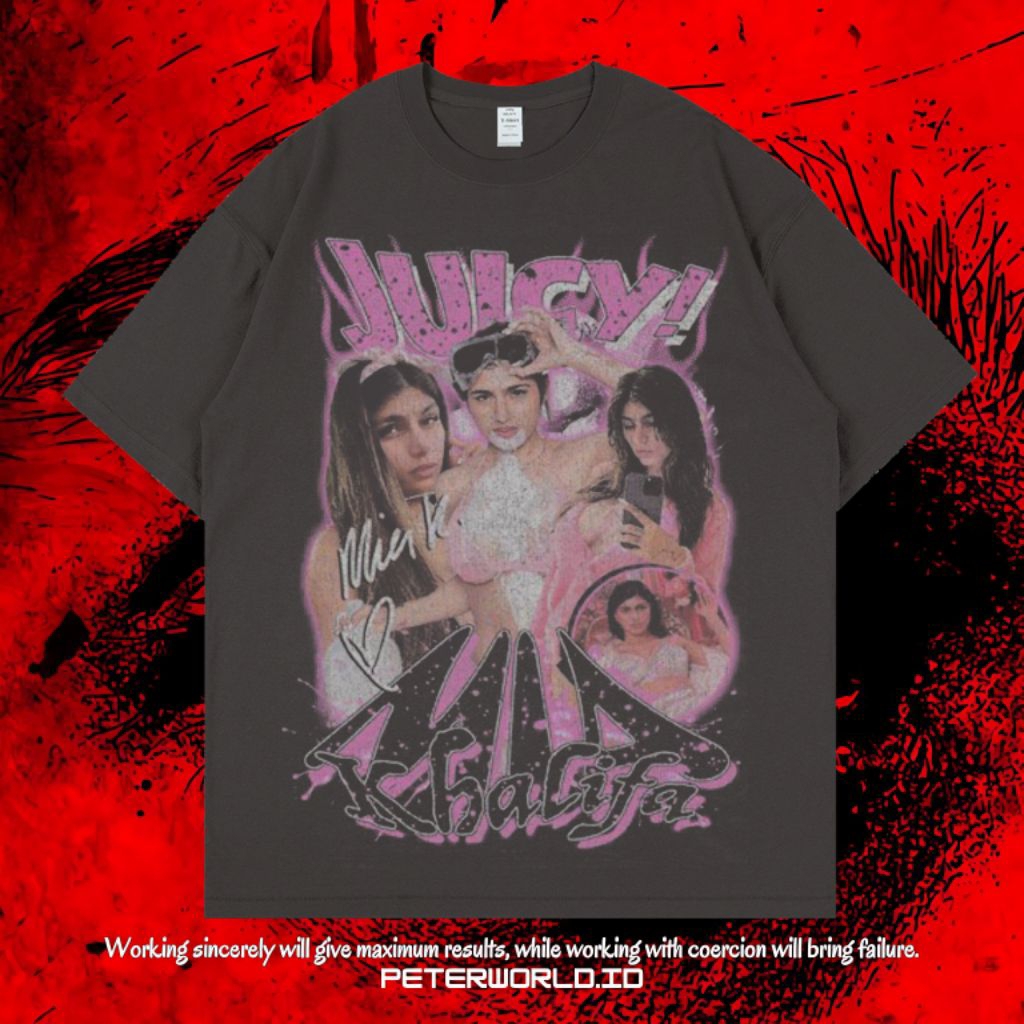 KAOS OVERSIZED / KAOS DARK GREY / OVERSIZED T SHIRT / KAOS MIA KHALIFA JUICY OVERSIZE DARK GREY VINT