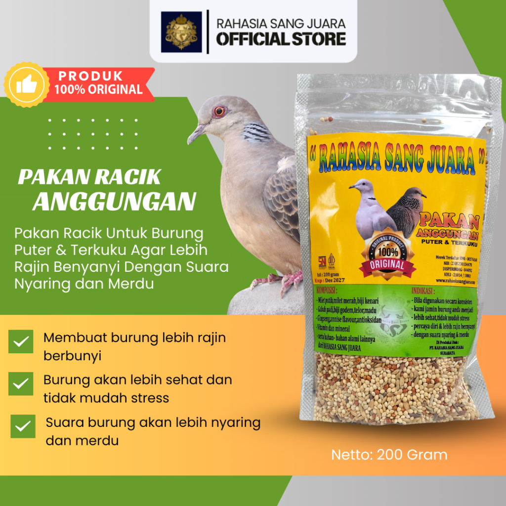 PAKAN RACIK UNTUK BURUNG PUTER PELUNG DAN TEKUKUR