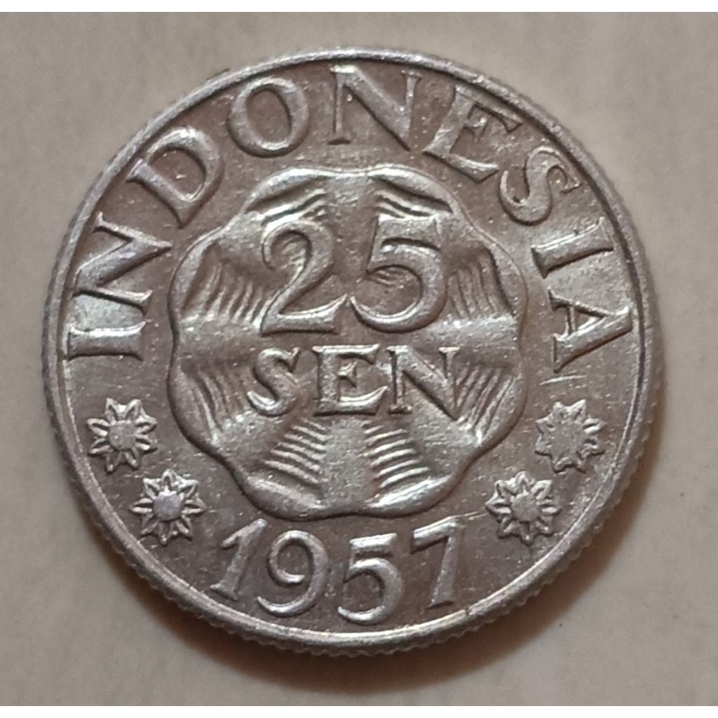koin Indonesia 25 sen tahun 1957..