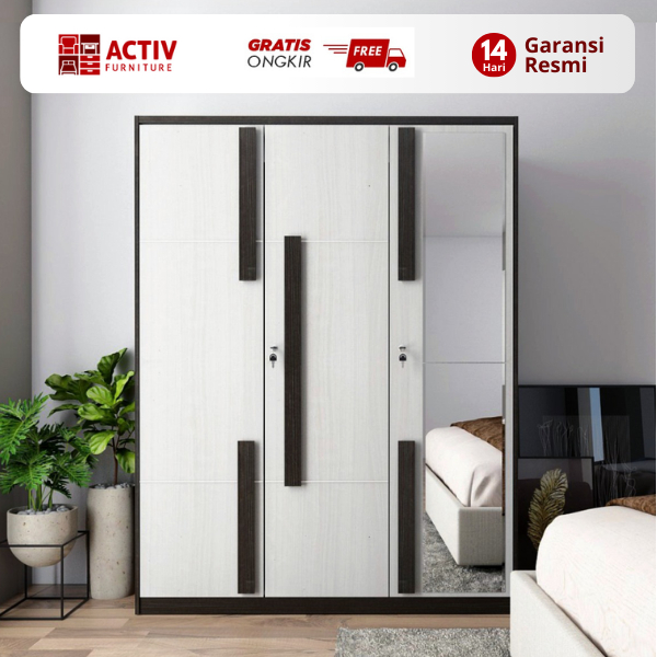 Activ Lemari Pakaian Cermin Minimalis / Wardrobe Baju 3 Pintu - KOFI LP 305