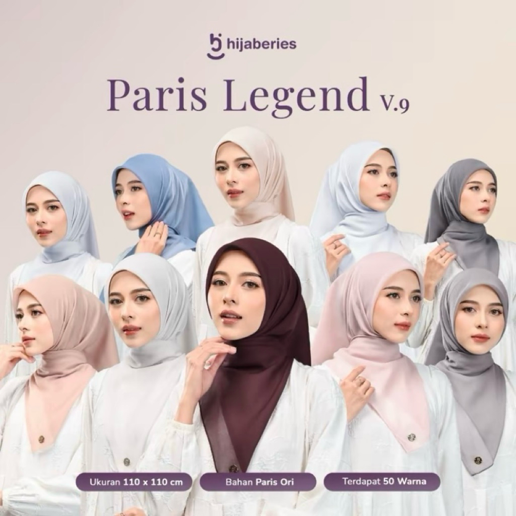 Paris Legend Original by Hijaberies/Paris Jadul Hijaberies free Pouch/Segiempat Hijaberies