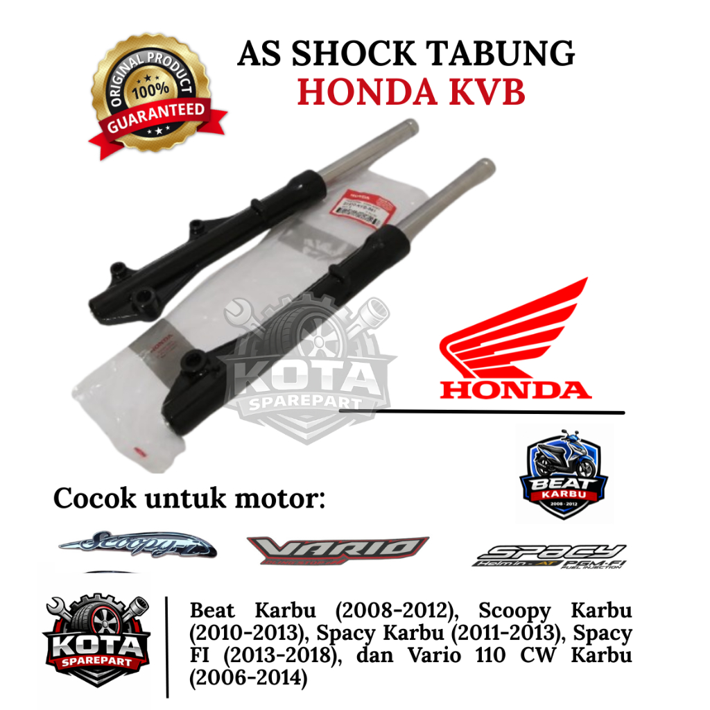 AS SHOCK + TABUNG ORIGINAL HONDA KODE KVB UNTUK MOTOR BEAT KARBU (2008-2012), SCOOPY KARBU (2010-201