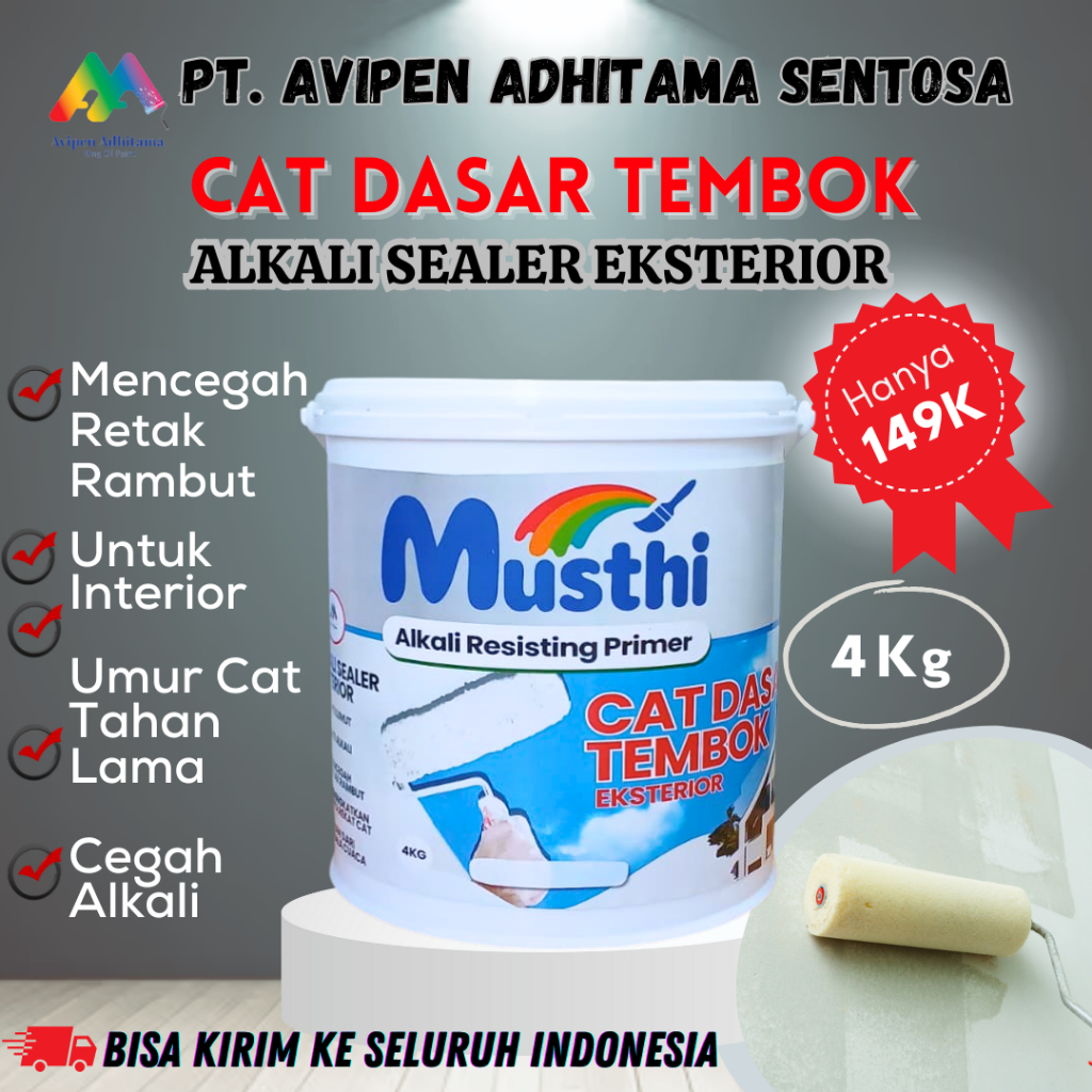 Cat Dasar Tembok Alkali Sealer Eksterior Musthi Paint 4 Kg Cat Alkali Sealer