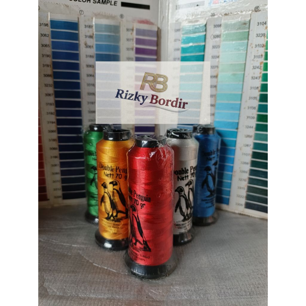 benang bordir rayon double pinguin