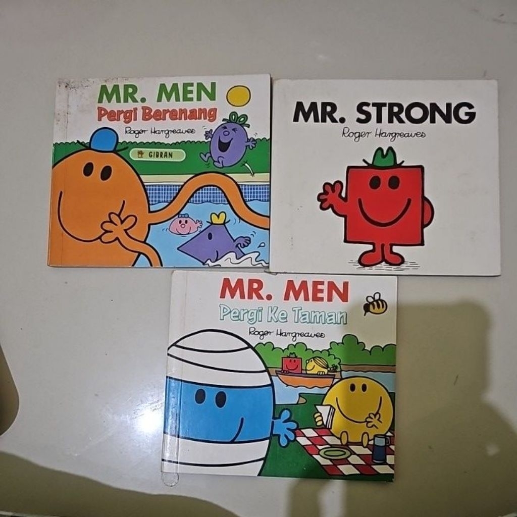 buku bergambar anak| buku happy meal series| Mr. strong, Mr Men Pergi berenang  Mr.Men ke taman| buk