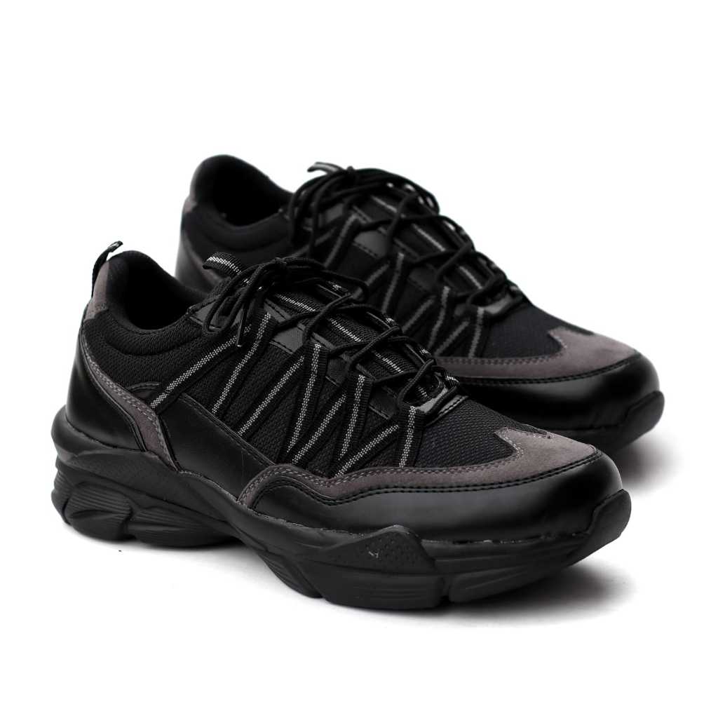 Sepatu Sneakers Pria Casual Hitam Chunky Sol Empuk