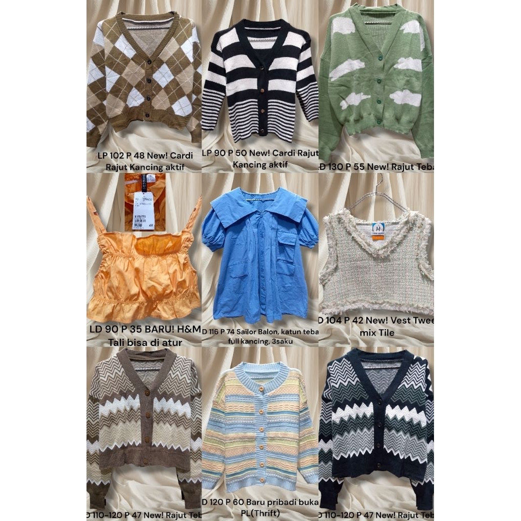 [Premium 2] PL Pakaian Atasan Baju Wanita Rajut Knit Blouse Kemeja Kaos Cardigan Crop Vest Tanktop D