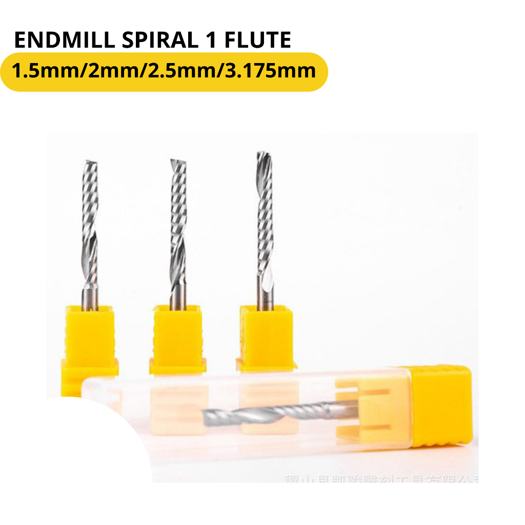 Endmill Spiral 1F 1.5mm 2mm 2.5mm 3.175mm Single Flute CNC Router Bit Tungsten Carbide