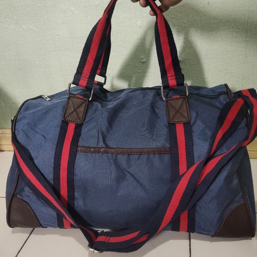 Preloved tas travel tas duffel tas olahraga tas minggat tas mudik nilon mix kulit GNB