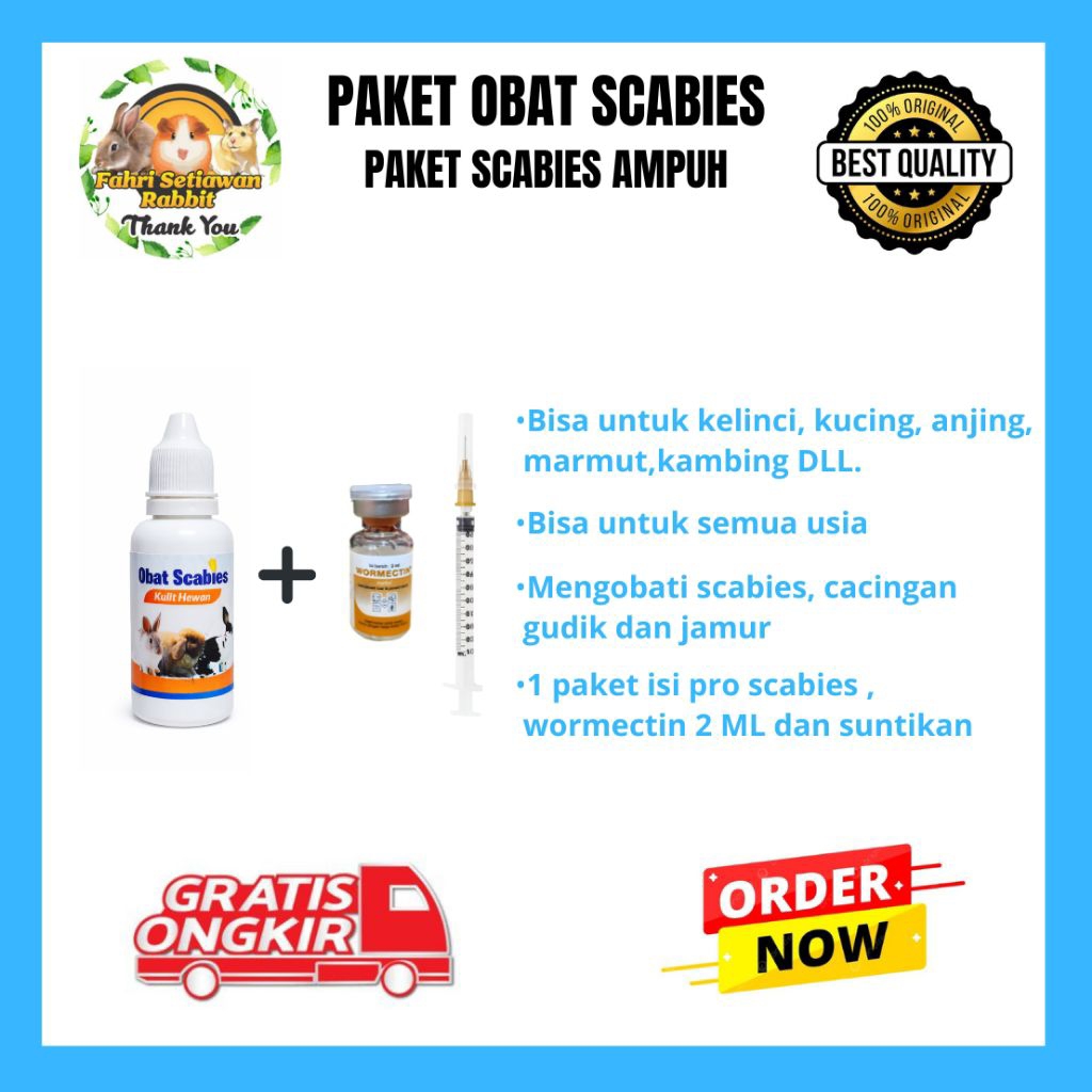 PAKET OBAT SCABIES AMPUH OBAT GATAL JAMUR DAN LUKA UNTUK KELINCI KUCING ANJING KAMBING DLL