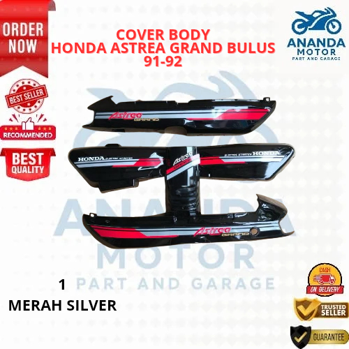 PAKET COVER BODY HONDA ASTREA GRAND BULUS 91-92 1991-1992 FULLSET PANEL BOX AKI STRIPING FULL WARNA 