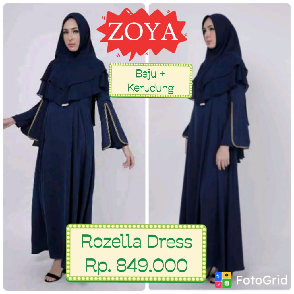 Rozella Syar'i Set Dress Zoya - Size S ld 94 & M ld 100