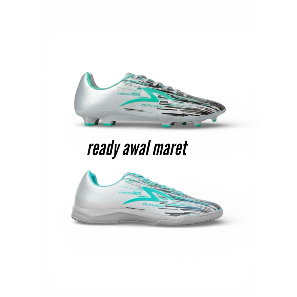Sepatu Futsal & Bola Specs Lightspeed Reborn white blue dan white light skay Black gold In by White 