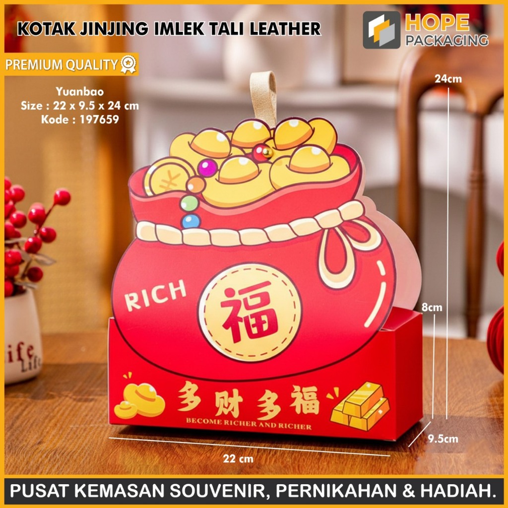 HOPE (Kotak Hampers Jinjing Tali Leather Imlek/Box Mika tali Hampers 3D barongsai/box mika hampers i