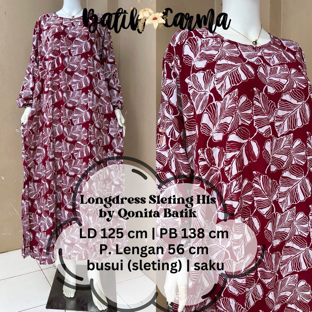 Longdress Sogan Busui Sleting Jumbo by Qonita Batik Pekalongan