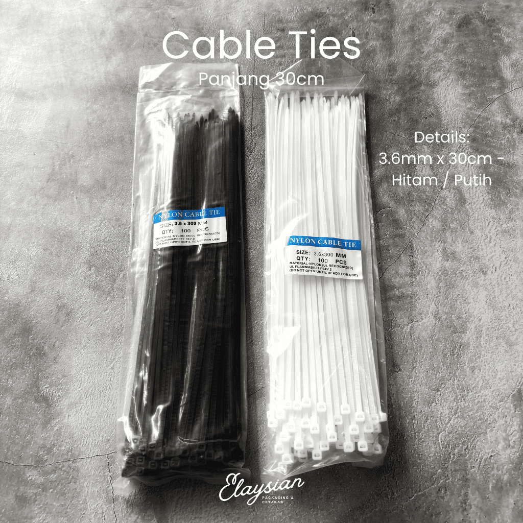 Cable Ties / Kabel Ties 30cm – 100 Pcs (Putih & Hitam)