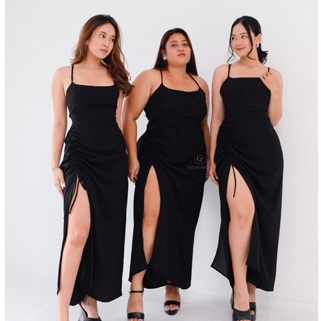 Kamisol Dress Belah Serut| Dress Party Camisole | Dress Seksi Terbaru | Dress Belah Pinggang Serut