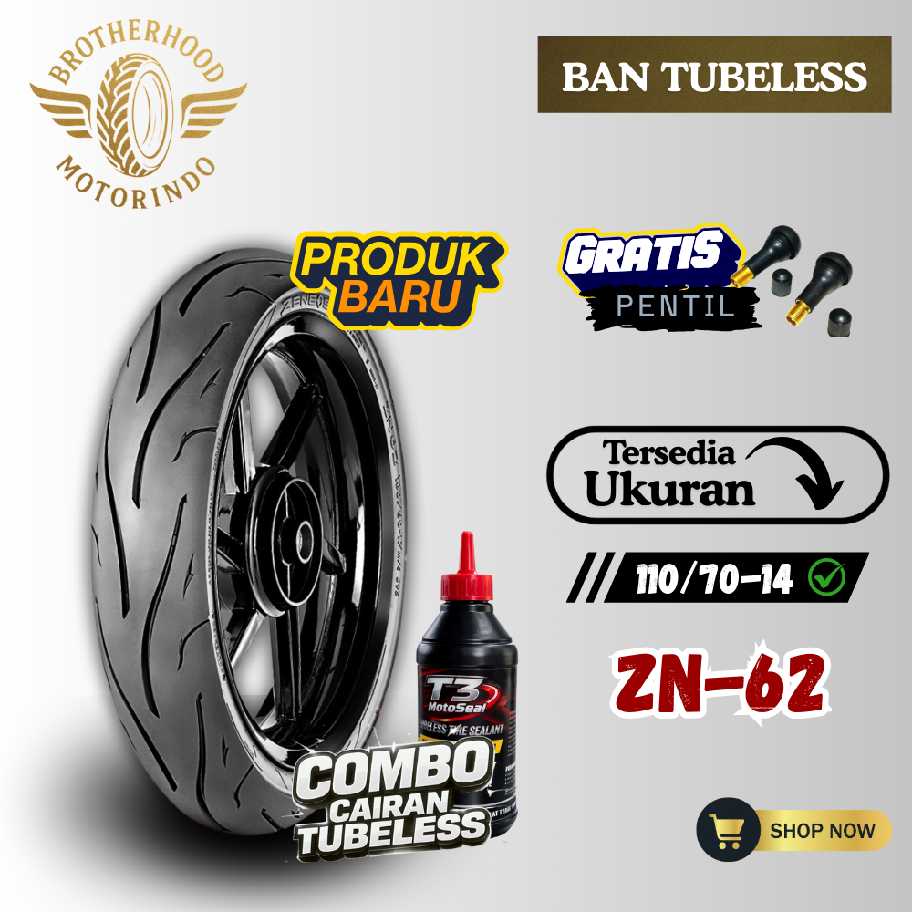 BAN ZENEOS ZN62 TUBELESS (110/70-14 / 110 70 14) BAN TUBBLES / BAN MOTOR RING 14 / BAN RING 14 / TUB