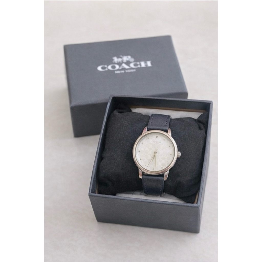 Jam Tangan Wanita 14503403 Coach Black Leather Strap Watch