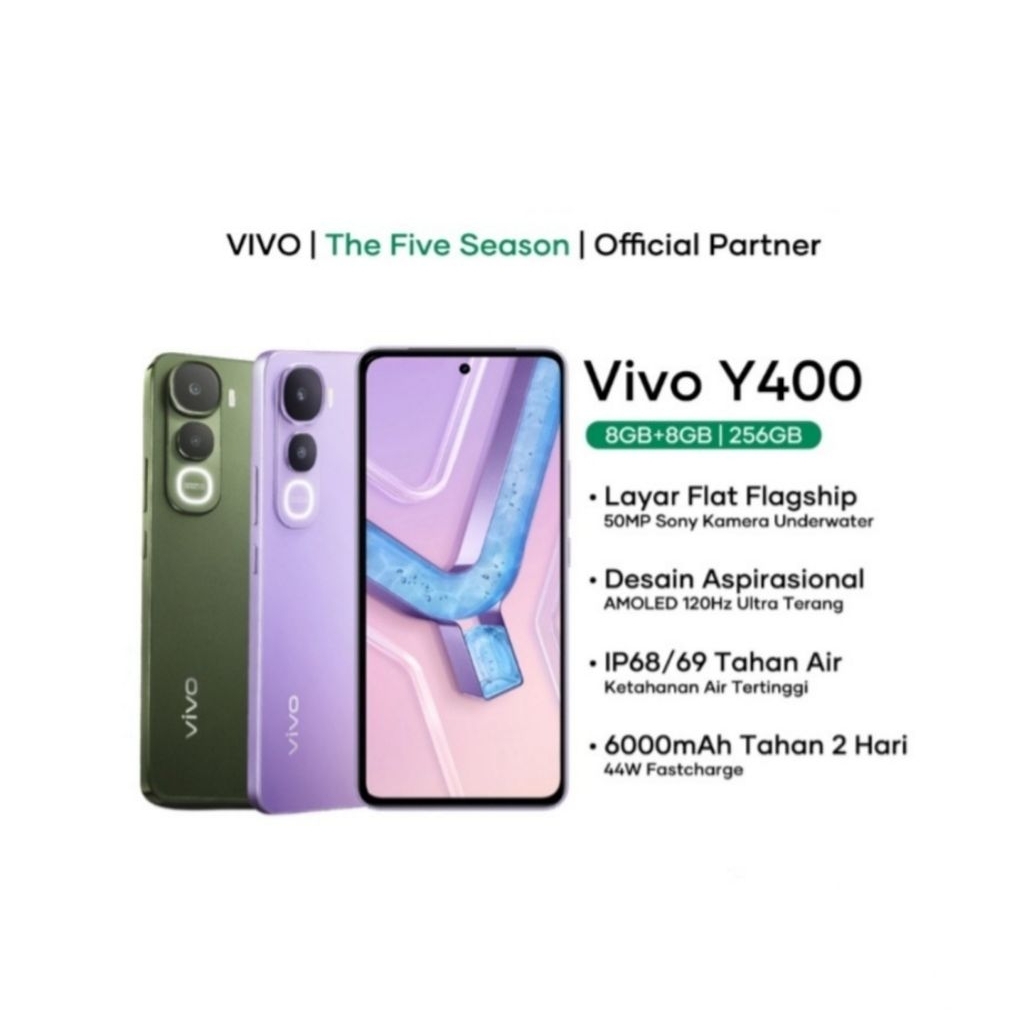 HP VIVO Y400 4G 8/256 G0B - NEW HP VIVO Y400 SUPORT NFC RAM 8GB ROM 256GB GARANSI RESMI
