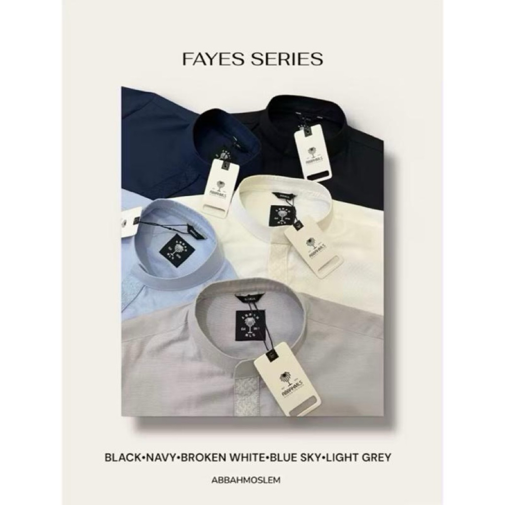 FAYEZ SERIES  BLACK | ABBAH MOSLEM | Kemeja Koko Casual Kombinasi Bordir