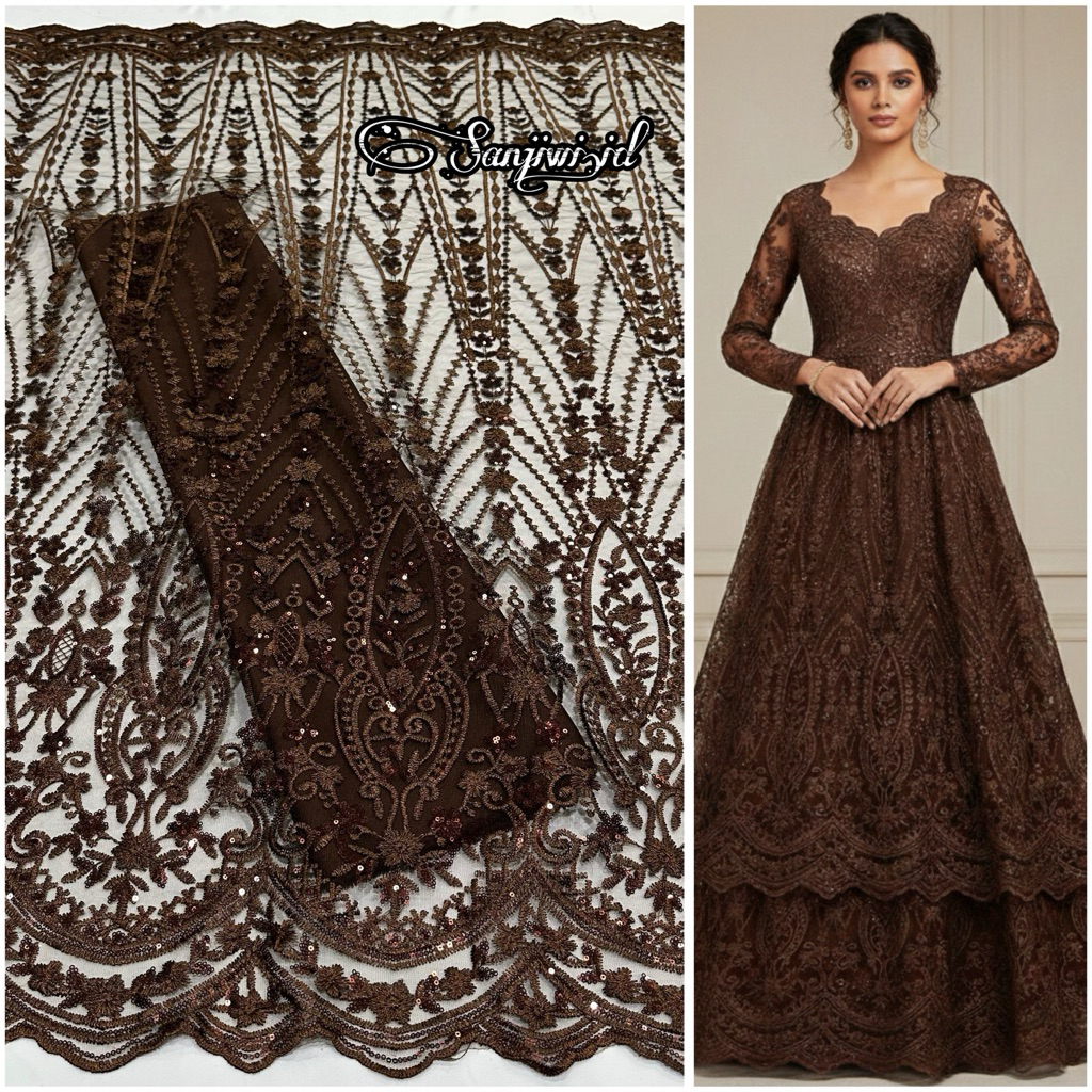 Kain Tulle payet premium / Tile full payet akar / Tile payet spangel