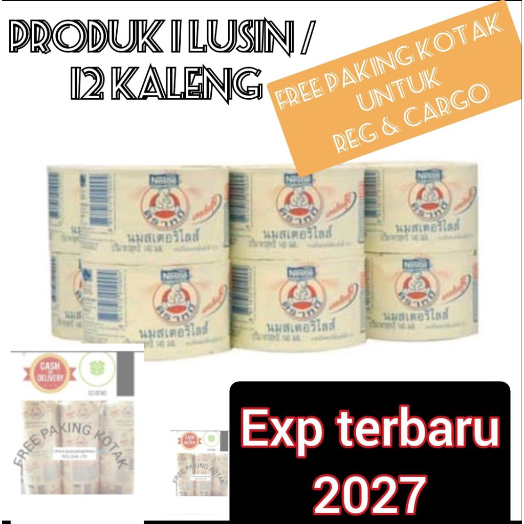 susu beruang / sterilized milk / bear brand high calcium 1 lusin / 12 kaleng  logo halal 140 ml thai