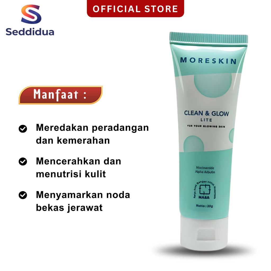 Moreskin Clean and Glow Lite Pencerah Wajah Pemutih Wajah Glowing Penghilang Flek Hitam