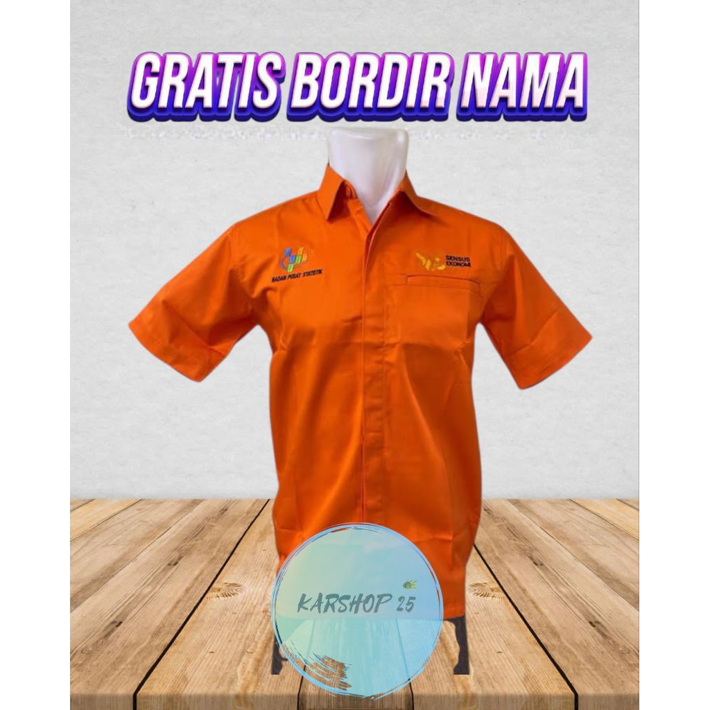 SERAGAM BPS LENGAN PENDEK TERBARU KEMEJA BPS LENGAN PENDEK SERAGAM BPS KEMEJA OREN BPS SERAGAM BPS W