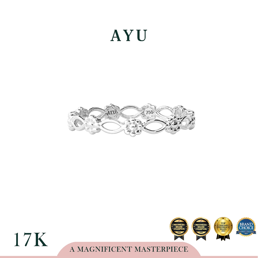 AYU Cincin Emas - Gold Everbloom Stack 17k White Gold