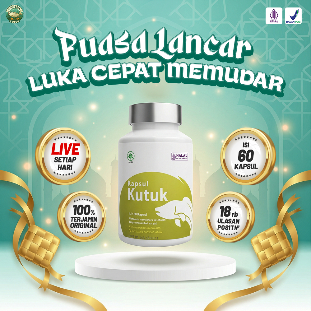 DISTRIBUTOR OFFICIAL KAPSUL KUTUK Suplemen Luka Cepat Kering Ekstrak Ikan Gabus 60 kapsul ikan gabus