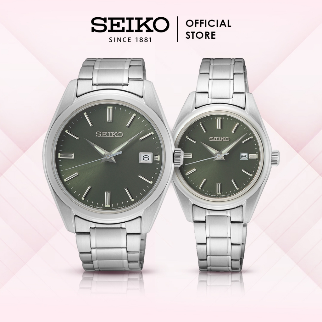Jam Tangan Seiko Couple Dress Watch SUR533P1 x SUR527P1 Sapphire Olive