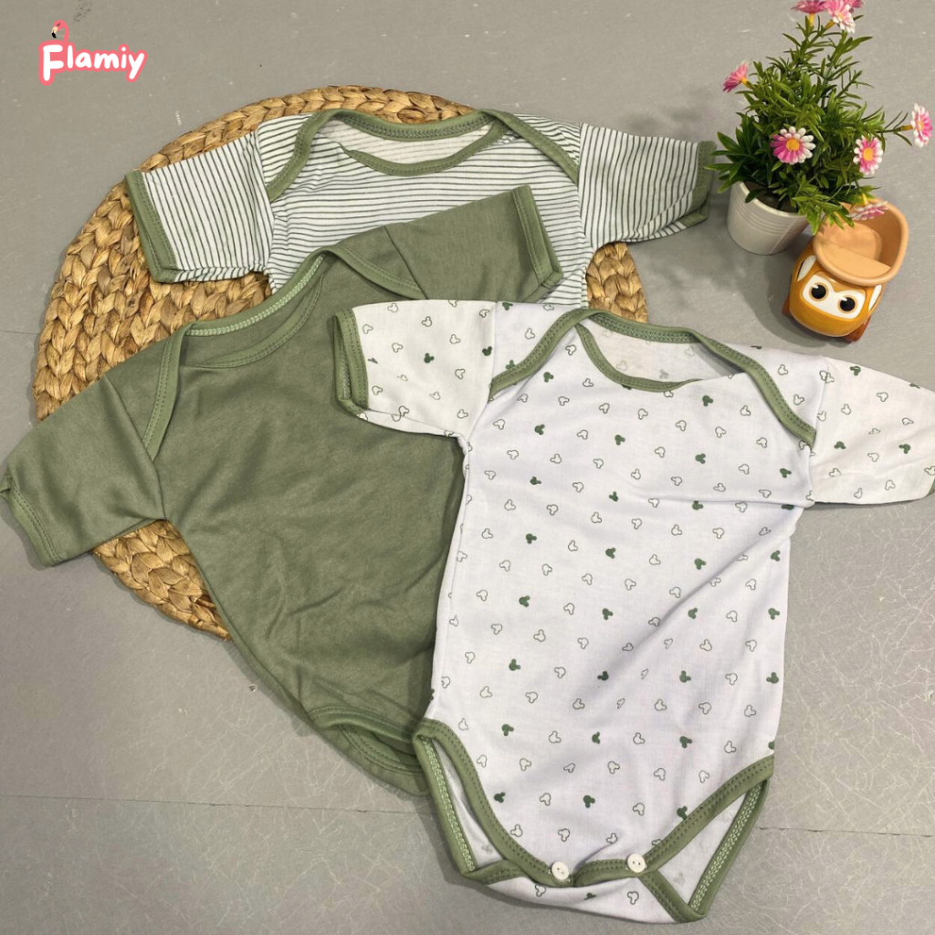 3pcs Baju Jumper Bayi Series Hijau Sage