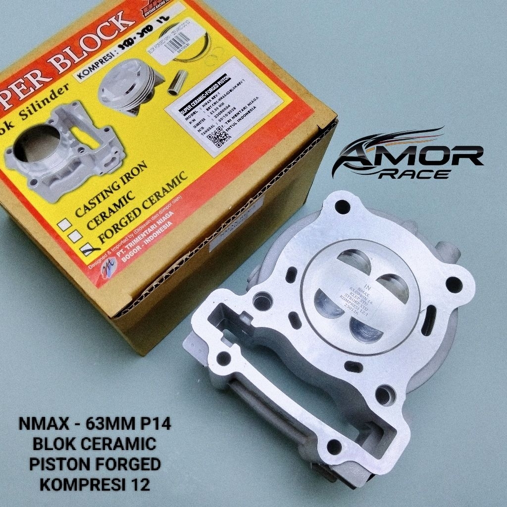 BLOK SEHER BRT BLOK CERAMIC PISTON FORGED - UK. 63 MM KOMPRESI 12 - BORE UP NMAX AEROX LEXI WR 155 V